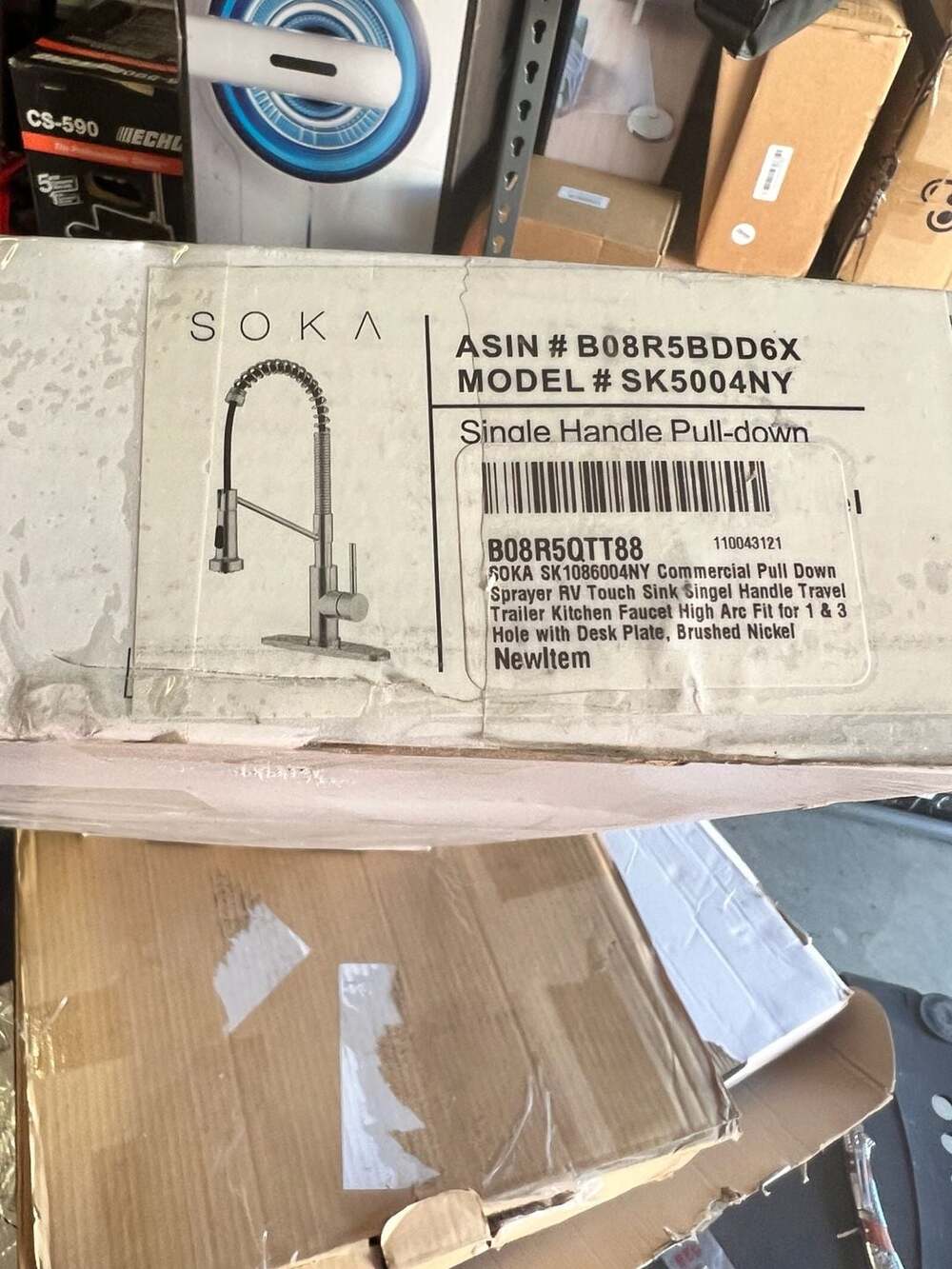 SOKA Single Handle Pull-Down Kitchen Faucet with Deck Plate Brushed Nickel SK500
